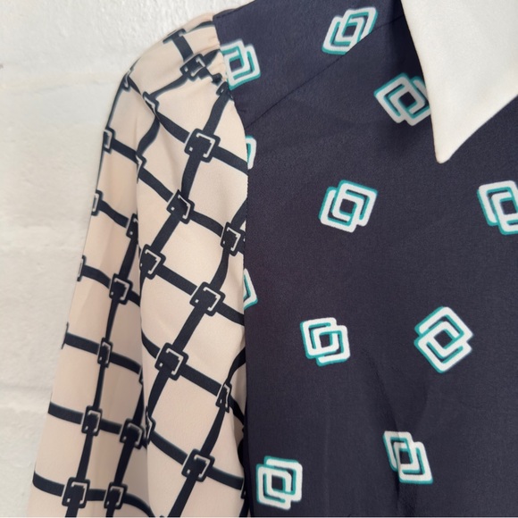 Eliza J Geo Print Belted Shirt Dress – Size 2P (NWT) - Picture 2 of 9